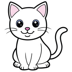 Obraz premium Adobe Illustrator Artwork A smiling cat full body line art Pro Vector 
