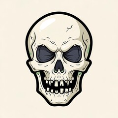 Obraz premium Cartoon Skull Illustration with Black Outline.