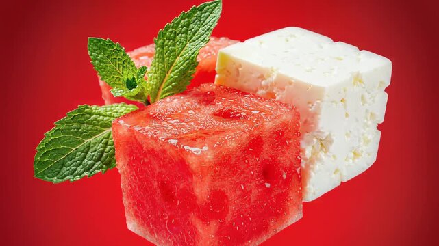 Red and White Turkish Delight with Mint.