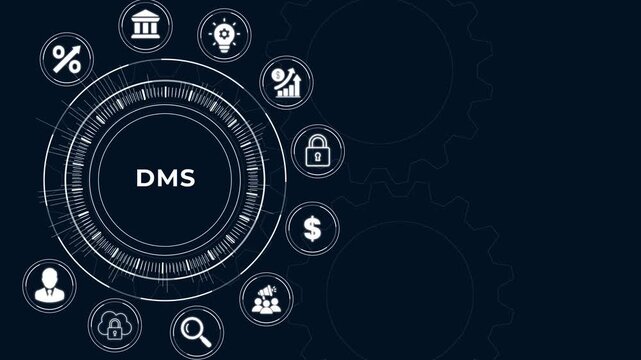 Document Management System Workflow Animation with Secure Digital Business Technology Concept