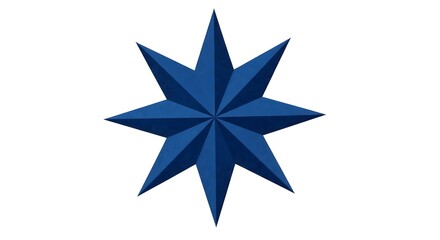 Obraz premium Glossy Blue Three Dimensional Isolated Eight Pointed Star Geometric Shape