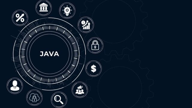 Java Programming and Enterprise Application Development Interface Animation &ndash; Business, Technology, Internet and network concept.