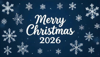 Dotted Snowflakes on Dark Blue Background with Merry Christmas 2026 Festive Text