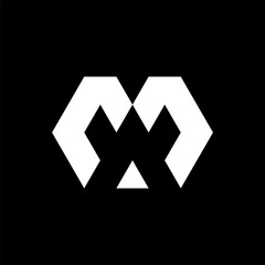 Letter MA or MW geometric negative space monogram logo design