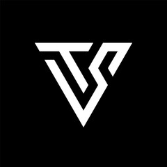 Letter TS or ST triangle monogram logo design