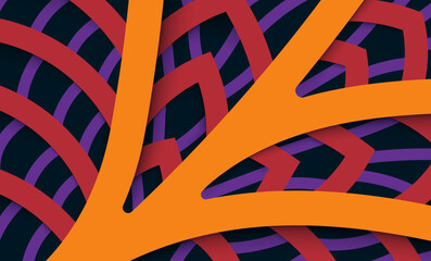 Abstract orange and purple papercut pattern design