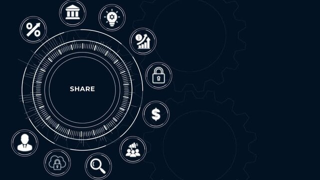 Digital Data Share and Social Media Content Distribution on Virtual Screen. Business, Technology, Internet and Networking Concept.