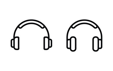 Audio headphones icon set for music and podcast listening representation
