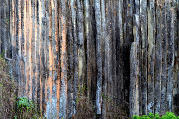 Obraz premium Basalt prisms in Hidalgo Mexico show unique rock formations near nature surroundings