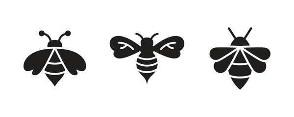 Bee insect icons set isolated on white background flying bee honeybee bumblebee symbols © MuslimaHijabimodes