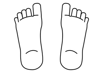 左右の足裏の線画イラスト・健康・フットケア・歩行・リフレクソロジーや土踏まずの解説用