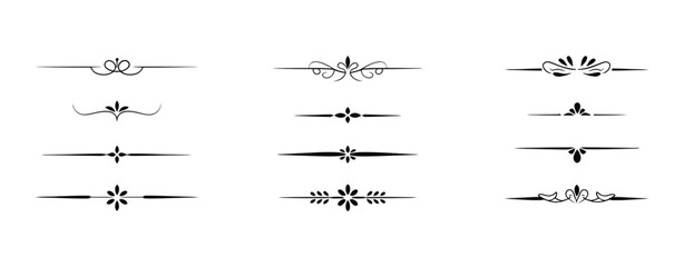 Decorative Page Dividers, vector set of classic and vintage ornamental separators, stylish line art for books © Ayat 03