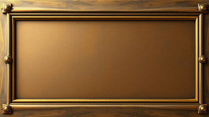 Stylized Hand-Painted Bronze Metal Wall Panel Texture with Blank Plaque Frame for Game UI