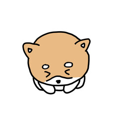 深々とおじぎをして謝るかわいい柴犬の手描きイラスト