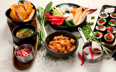 Korean food composition. Asian food concept.