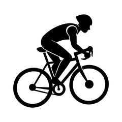 Obraz premium Professional Cyclist Silhouette on Road Bicycle – Clean Vector Design.