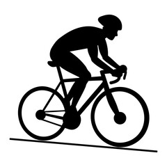 Naklejka premium Cyclist Riding Road Bike Silhouette Vector on White Background.