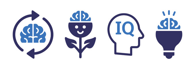 Brain icons representing ideas, learning, and intelligence concepts © NoorNiqabiQueen