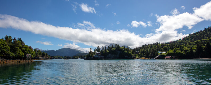 Halibut Cove entrance in Alaska United States