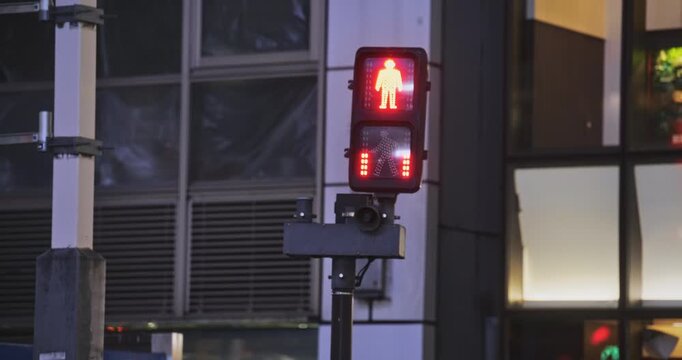 Cross walk red light - medium shot in Japanese city