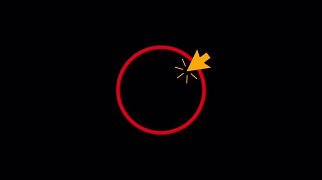 Red Brush Circle on Transparent Background, 4k video red circle highlighter sign with alpha channel.