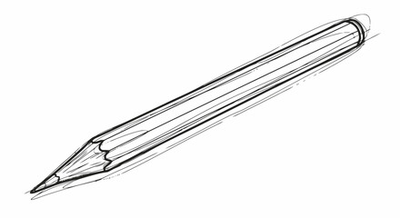 Hand Drawn Sketch of a Sharpened Pencil on White Background.