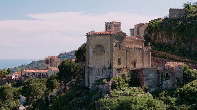 Church of San Nicolo Savoca Sicily Aerial View Famous Godfather Movie Location Italy