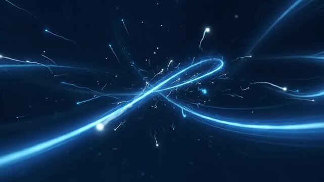 Dynamic Blue Light Trails and Particles in Motion.