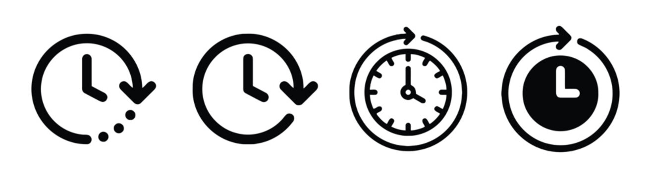 Clock and time icons showing hours and minutes with circular arrows