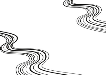 川の流れをイメージした和風抽象背景　白黒