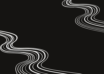 抽象的な曲線ラインの和風モダン背景デザイン　黒白