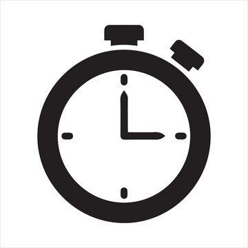 Simple black stopwatch icon with a circular design and a prominent button