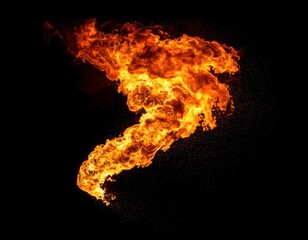 Intense Flames Creating Dynamic Fire Whirl on Black Background