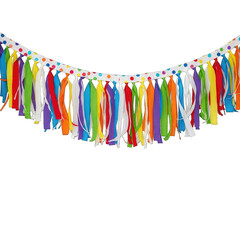 Colorful Fabric Tassel Garland for Festive Decoration, PNG with Alpha Channel