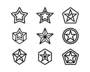 Minimal star badge logo collection geometric line art vector icons for branding