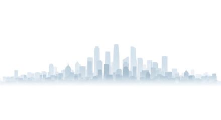 Fototapeta premium City Skyline Silhouette at Dawn, Urban Landscape, Digital Illustration, Minimalistic Viewpoint, Modern Architecture Concept