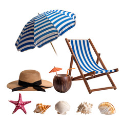 beach chair and umbrella on the beach