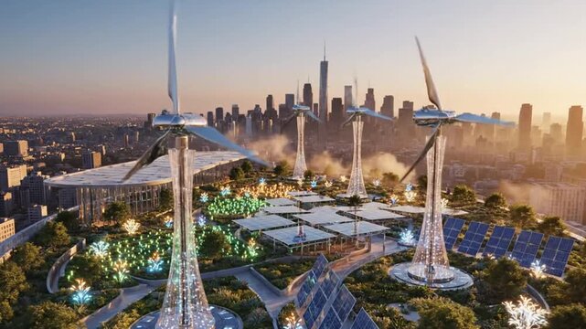 ooftop Solar Innovation Garden with Smart Energy Panels for World Creativity and Innovation Day