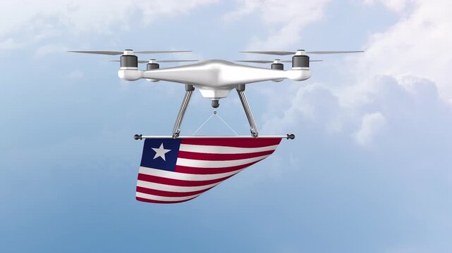Liberia Flag Hoisting Using A Drone