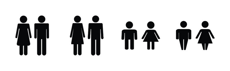 Collection of four icons representing groups of people men and women