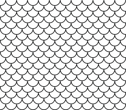 Black outline fish scale pattern seamless background vector illustration with transparent grid texture for creative fabric designs and stylish aquatic themed art projects