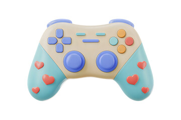 Stylized game controller with hearts and pastel colors gaming gamepad joystick