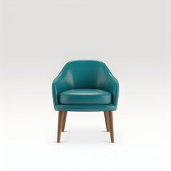 Teal armchair with wooden legs on white background turquoise furniture