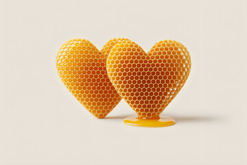 Two Heart Shaped Honeycombs with Dripping Honey apiary