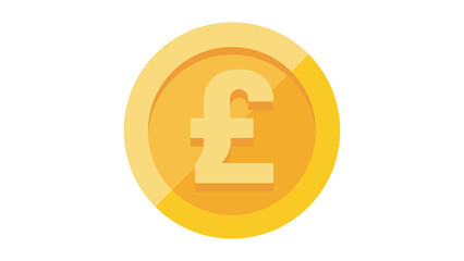 Obraz premium British pound sterling symbol on gold coin flat style. British pound sterling currency symbol on gold coin, money sign flat style vector illustration isolated on white background. 