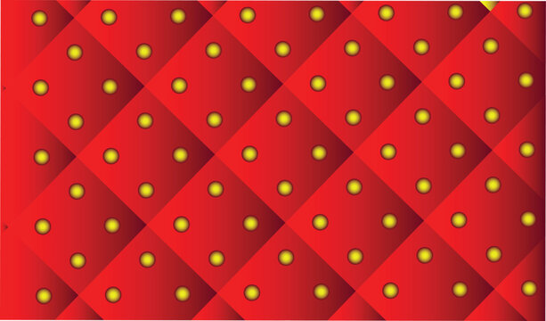 Vibrant red quilted background with a subtle gradient and bright yellow raised dots, offering a playful and textured design element.