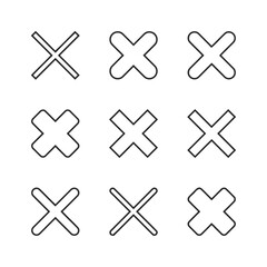 Obraz premium Collection of nine cross icons in different styles and variations for design
