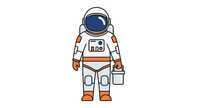 Illustration Vector of Astronaut in White Space Suit Standing.