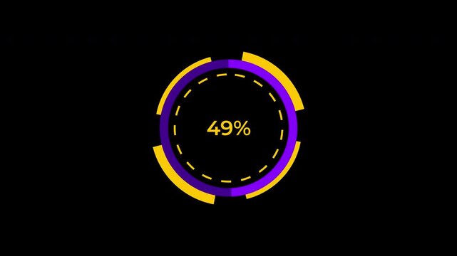 Abstract futuristic loading circle with dashed inner ring sci fi interface animation on black background