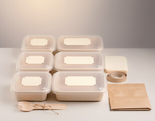 Subscription meal prep eco packaging set, weekly healthy meal containers.